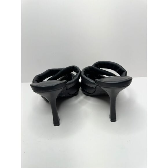 Abound Mule Sandals Size 6.5 Black Square Toe Woven Stiletto Open Toe Heels - Picture 5 of 8